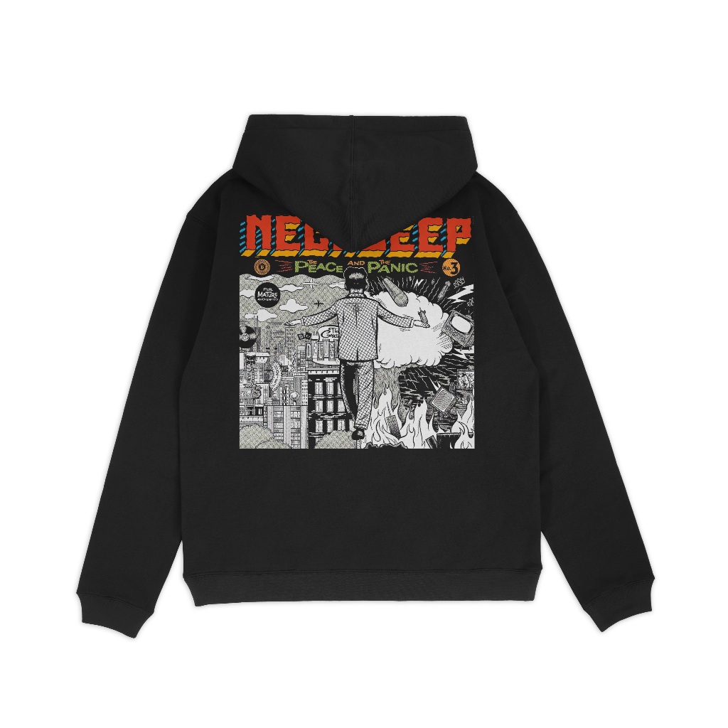 Hoodie Sweater Skena Hitam Neckdeep Panic Unisex Fleece Tebal 300gsm