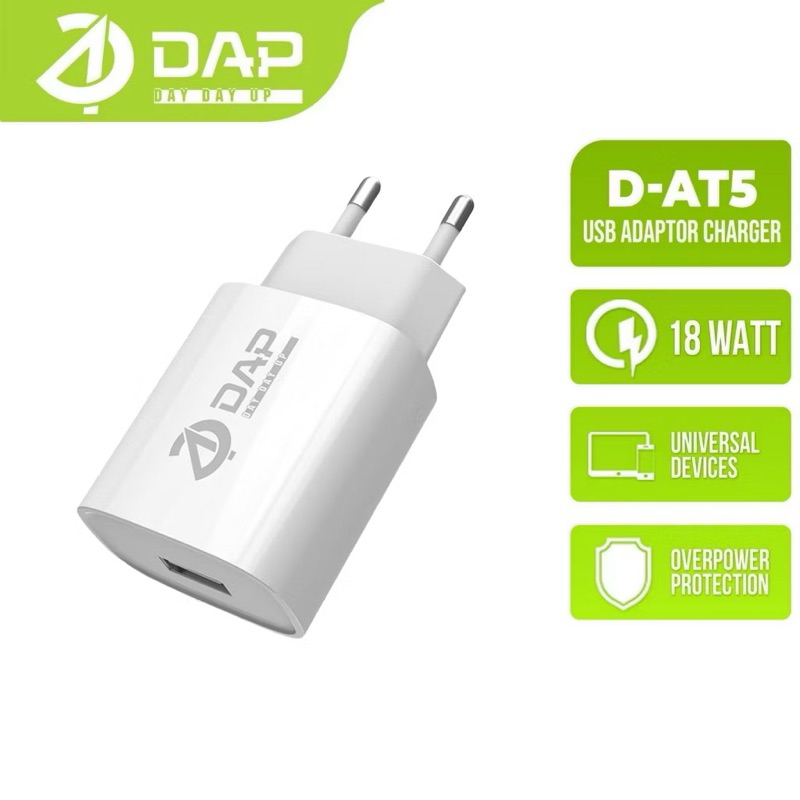 DAP Adaptor Kepala Charger Fast Charging Garansi Resmi DAP 1 Tahun D-AT5