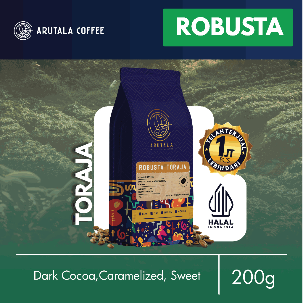 

Robusta Toraja Rantebua 200 gram Strong Indonesian Coffee by Arutala