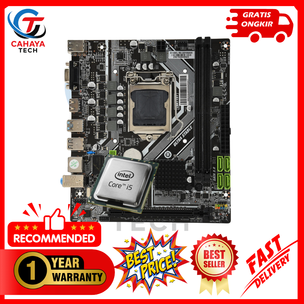 PAKET Intel Core I5 650 (Gen 1) TRAY LGA 1156 + Motherboard H55 GARANSI