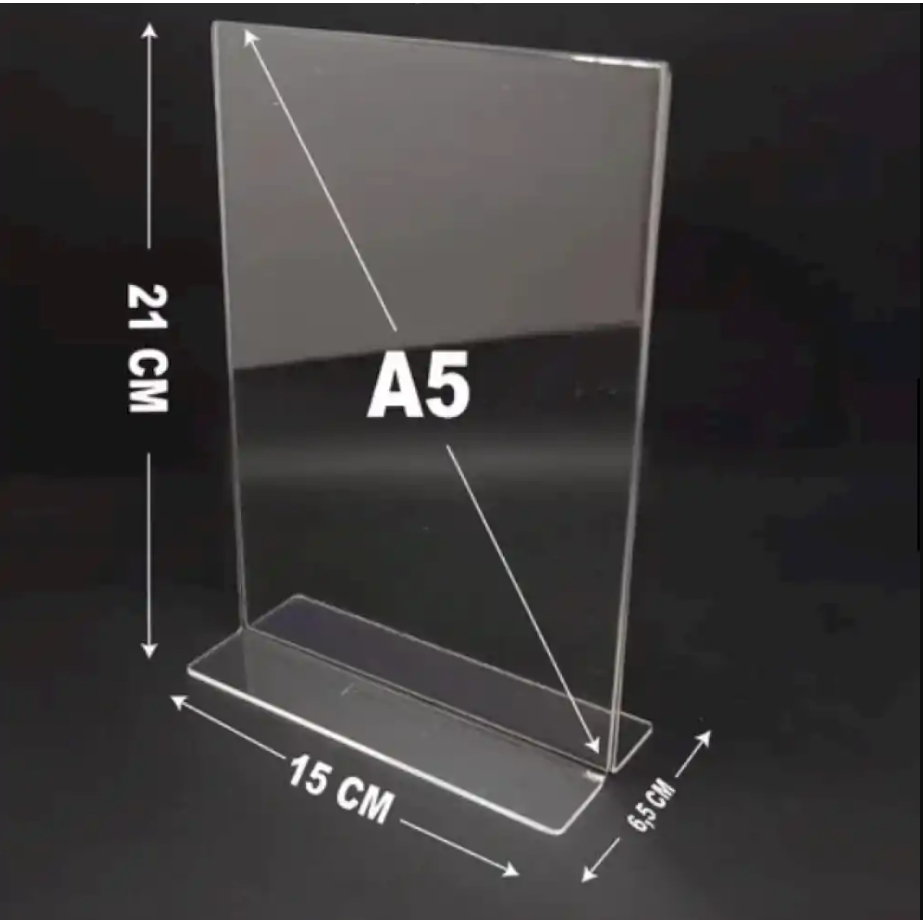

Tempat Brosur Akrilik A5 2mm model T/ Akrilik Tent Card Tent Holder / Acrylic Qris Barcode