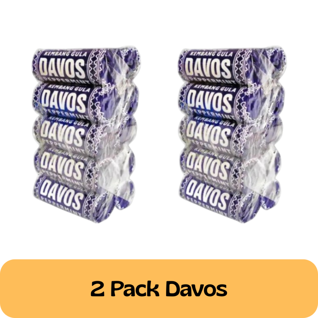 

2 Pack Permen DAVOS isi @10 roll Peppermint Kembang Gula