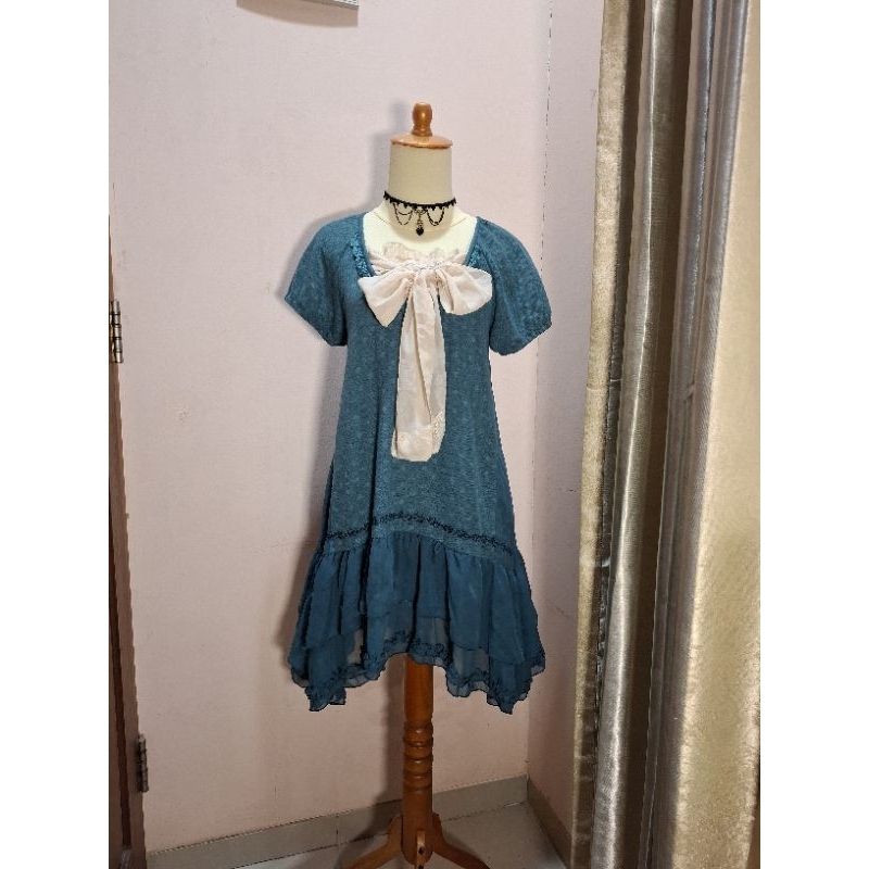 Axes femme ribbon milkmaid dress kawaii kawai coquette dollete princess princesscore bow  lace ruffl