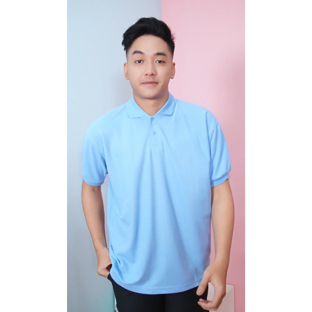 Polo Shirt Krah Kombinasi Biru Telor Asin Unisex Cowok Cewek polos Kaos Kerah Murah Kerah
