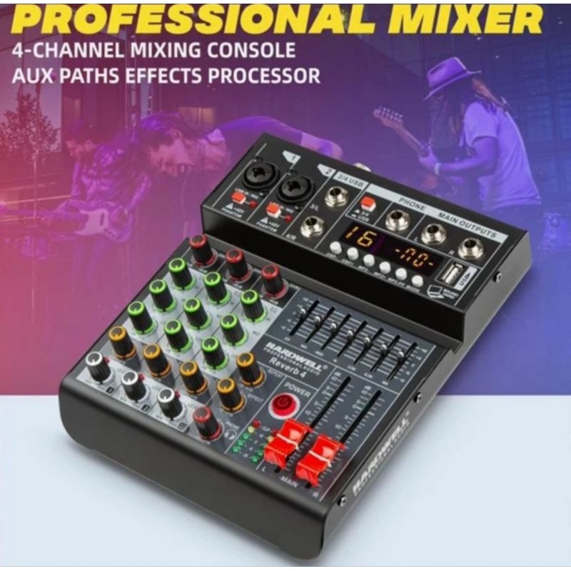 hardwell reverb 4 mixer 2 channel souncard usb bluetooth