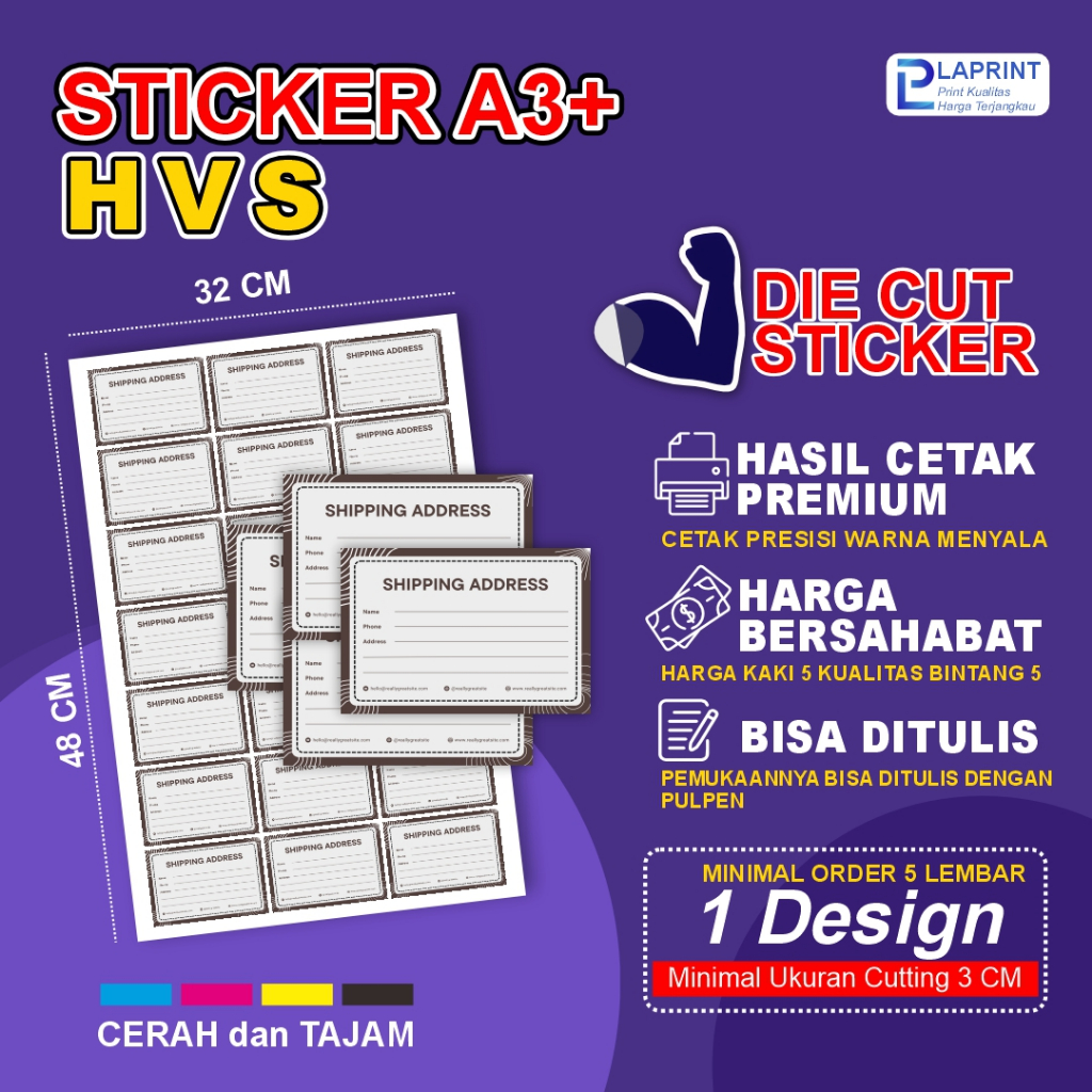 Cetak Stiker HVS A3+ Die Cut Custom / Cetak Stiker Cutting Putus