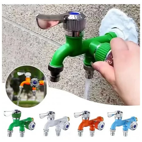 Kran Shower Double 2 Kran Cabang Engkol Kran Cabang Kamar Mandi PVC warna warni / Keran Cabang Showe