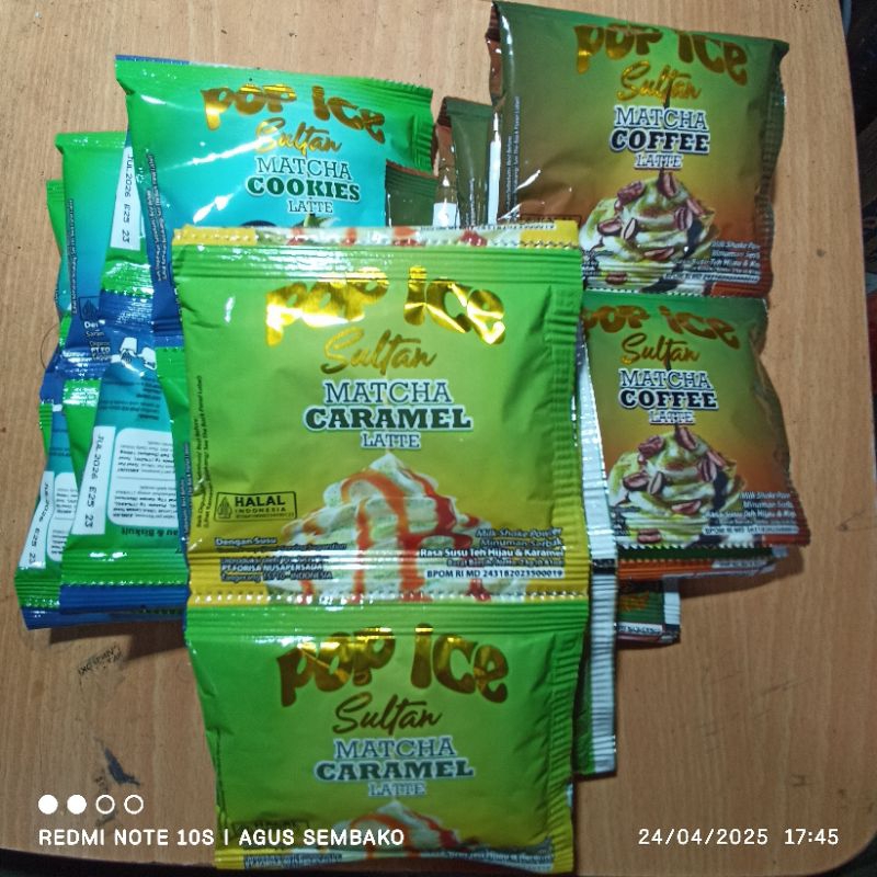 

1 rcg pop ice Sultan matcha caramel - coffe latte - cookies latte isi 10s