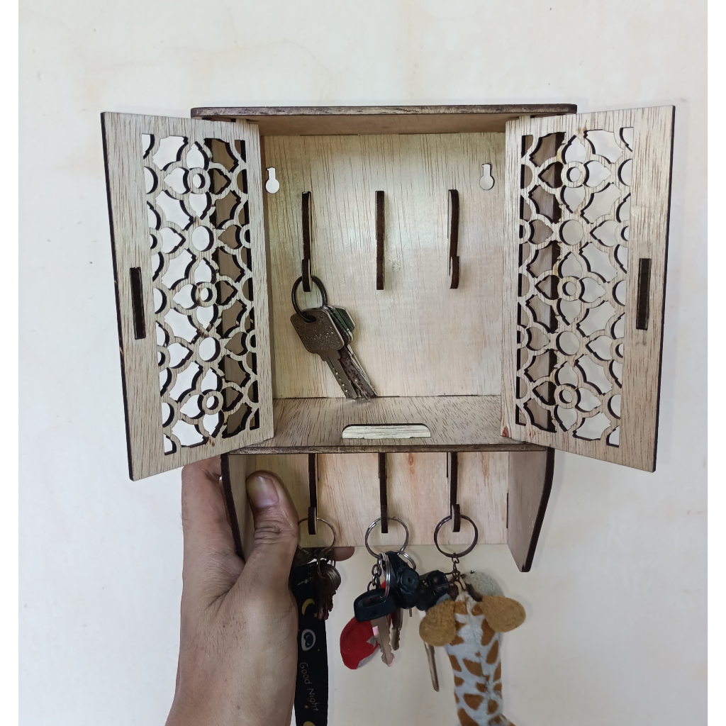 Tempat Kunci gantung, Box dinding gantungan Kunci rustik, box plywood
