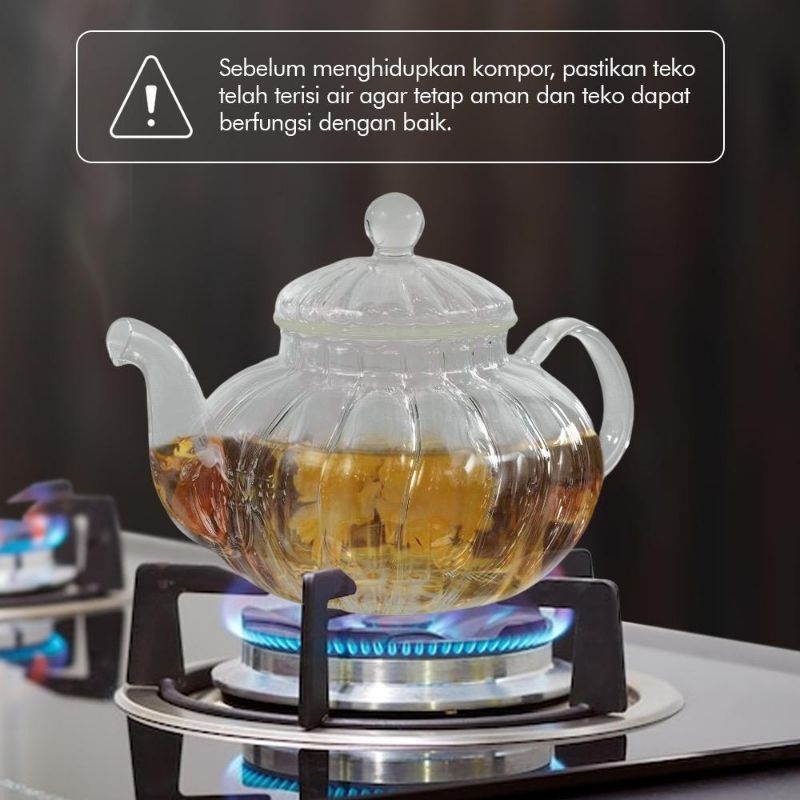 Teko Teh Kaca Aesthetic Modern / Teko Teh Tahan Panas / Teko saringan rempah / Teko kaca