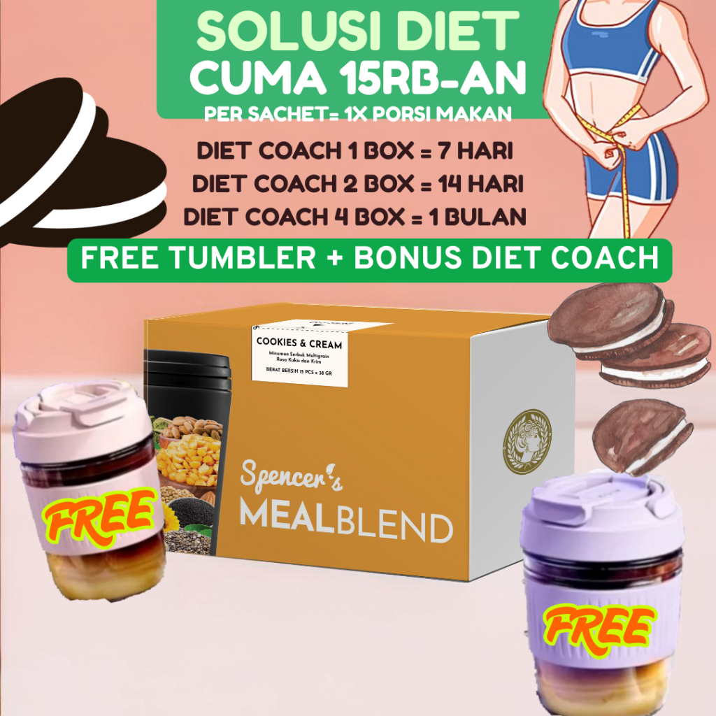 

Spencer's Mealblend Cookies and Cream - FREE Bonus - Multigrain Oat Instant Superfood Solusi Slimming Alami Cepat Anti Ribet 100%