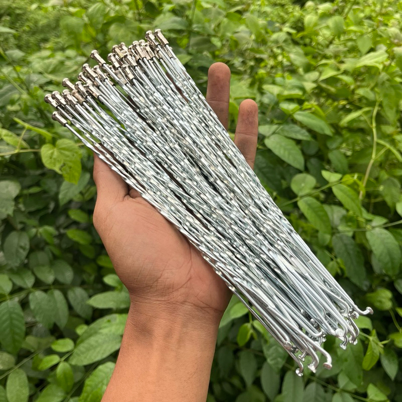 Ruji jari jari sepeda panjang 242mm model plintir lilit chrome besi untuk velg 24 single wall dan 26