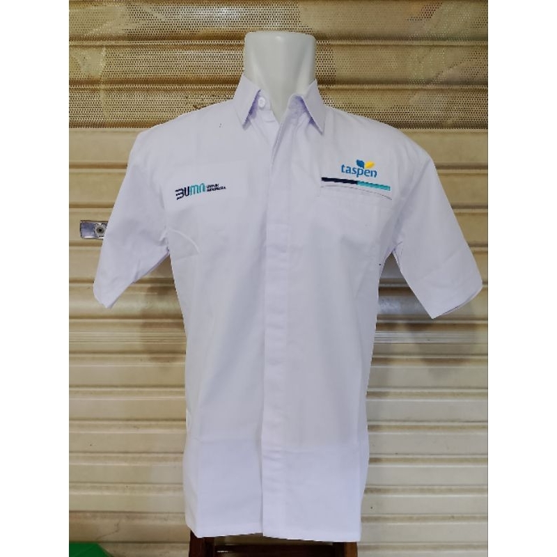 Kemeja BUMN Taspen Seragam Taspen Putih Pendek