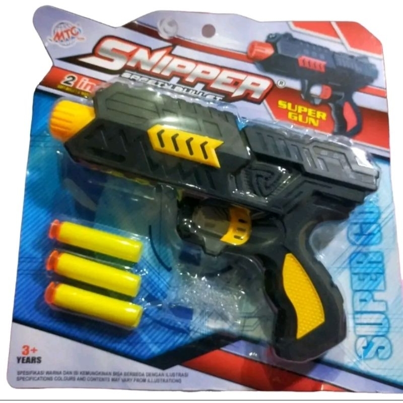 Mainan Anak Pistol-pistolan Sniper Super Gun Peluru Bulat/Busa/Karet SNI