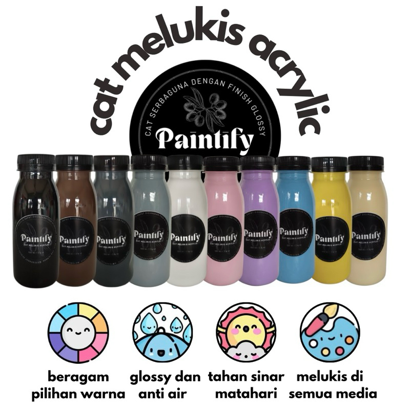 

Cat Melukis Akrilik Finish Glossy 100ml bisa untuk Cat Styrofoam, Tembok, Kayu, Kanvas, batu dan Besi.