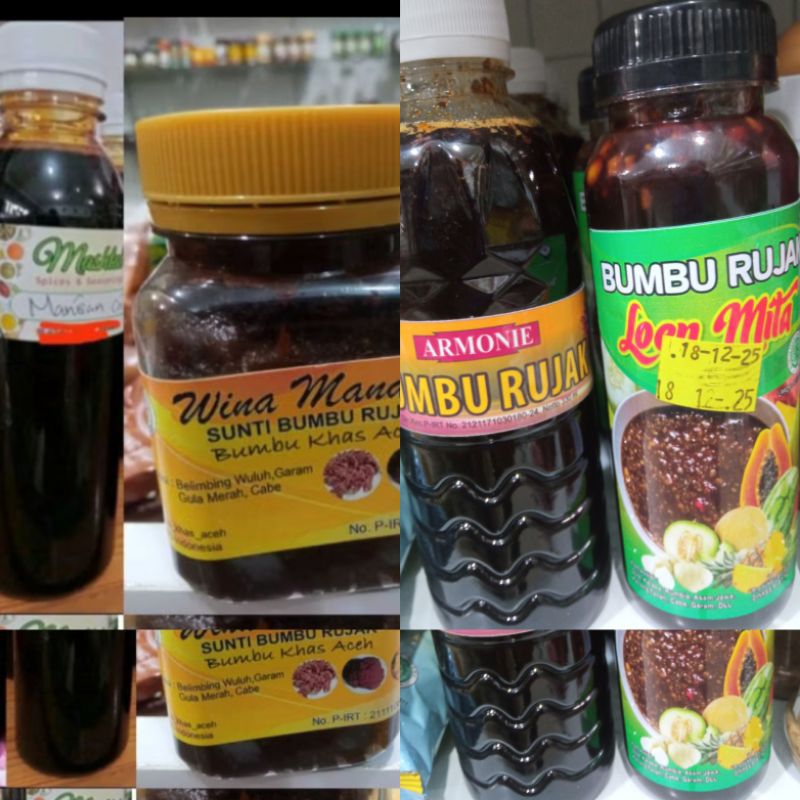 

Bumbu Rujak Aceh Original, Manisan Cair Gula Tebu, Bumbu Rujak Sunti, Bumbu rujak Pliek U 300 gr