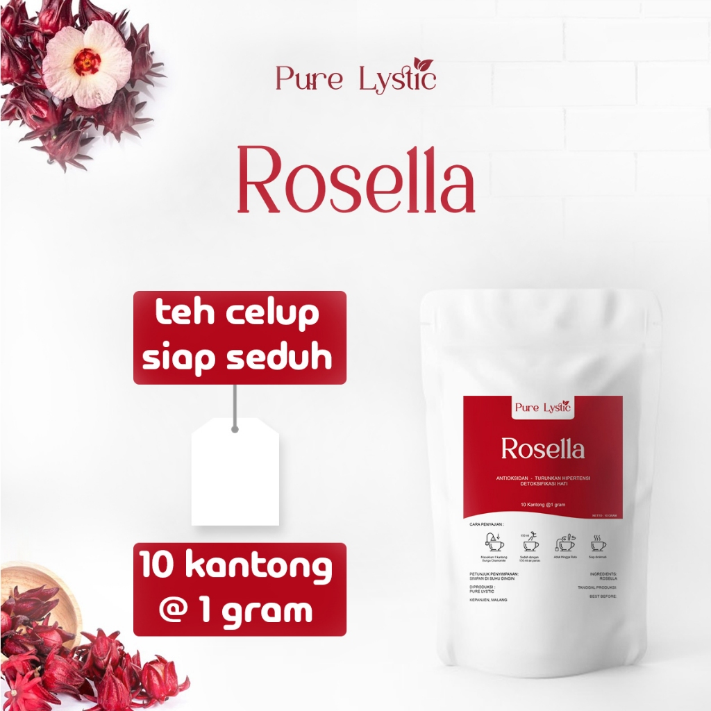 

Pure Lystic - Rosella Tea Atasi Kolesterol & Kesehatan Jantung 10 Kantong Flower Tea Teh Seduh