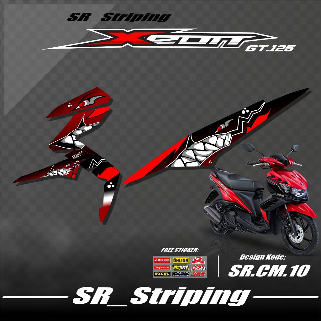 Striping XEON GT 125 / Stiker XEON GT 125 / Variasi XEON GT 125 / Anti Luntur Gratis Stiker Sponsor 