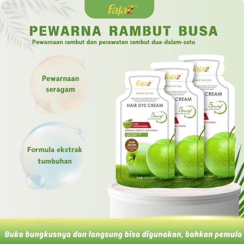 Fajazz hair dye cream(1Pcs)pewarna rambut hitamwarnai rambut Anda dirumah bubble hair dye cat rambut