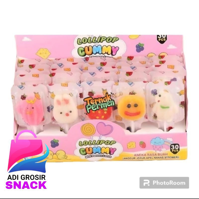 

Lollipop Gummy Tutty Fruity Permen Lunak Isi 30 pcs
