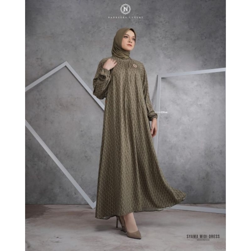 Gamis Nadheera Luxury Original Syama Midi Dress Series