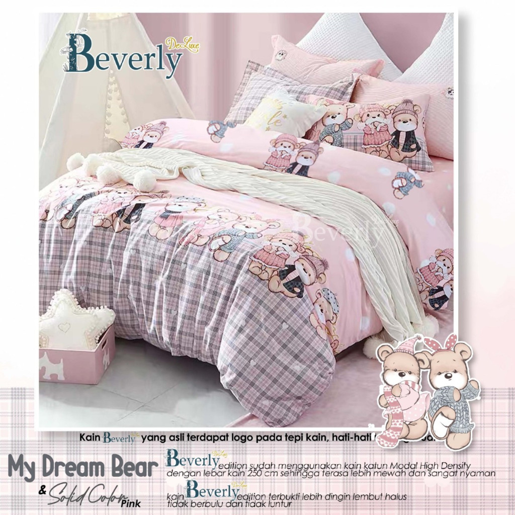 Sprei Anti Geser Katun Lokal Motif Anak BEVERLY My Dream Bear