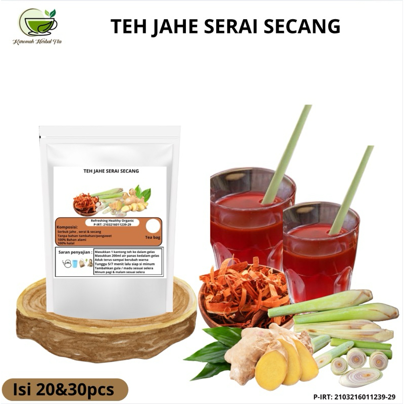 

TEH JAHE SERAI SECANG|Ginger|Lemongrass|Sappan wood(isi 20&30pcs)