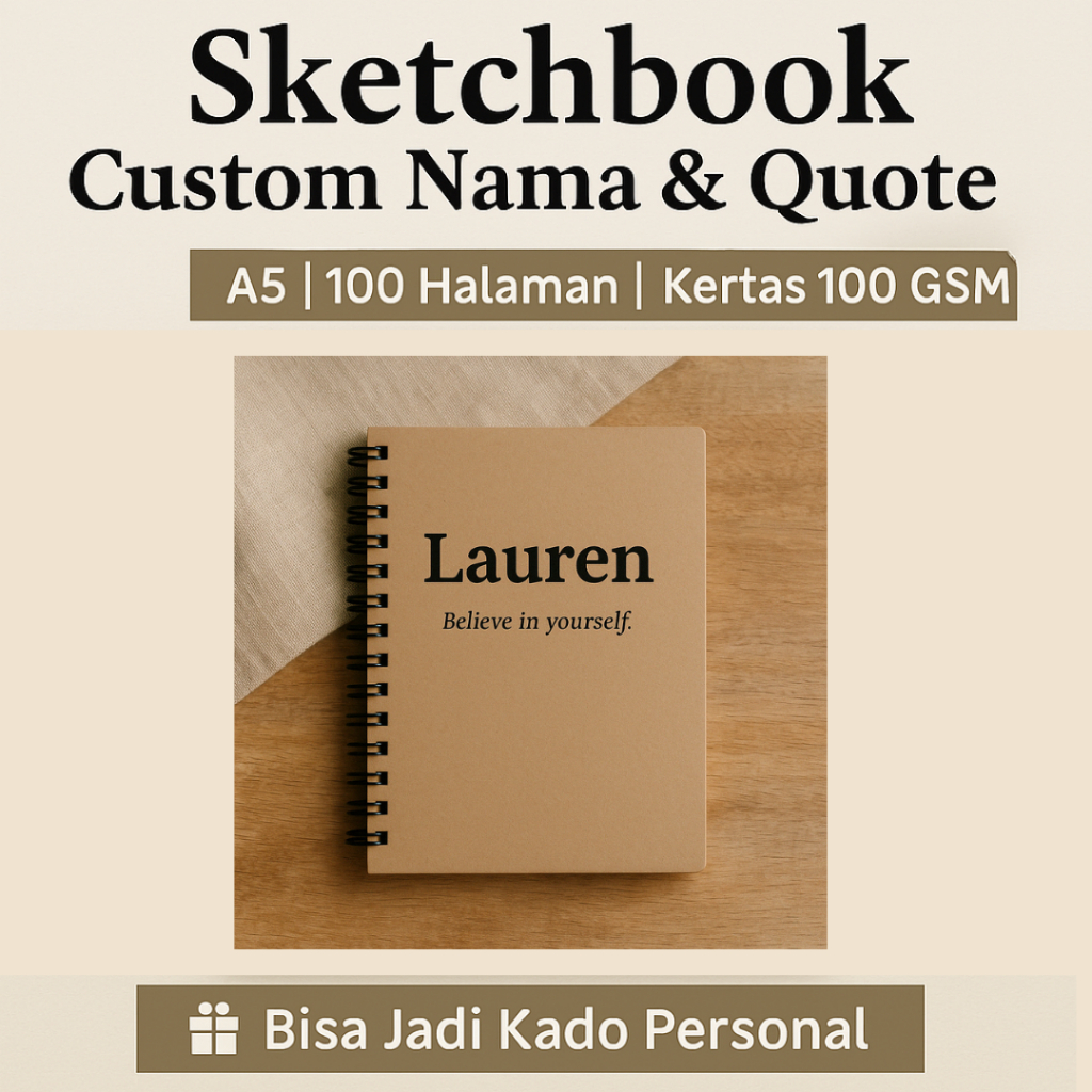 

Notebook Costum A5 satuan,isi 50 Lembar 100 Halaman + Gift Box,Costum Buku Sketsa A5