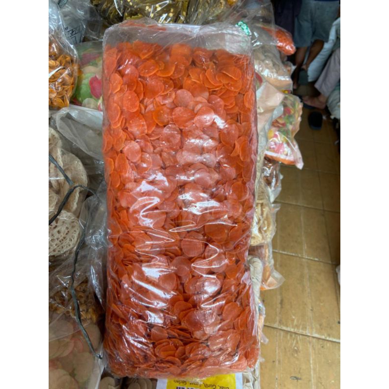 

Kerupuk Sari Udang Mini Orange Mentah 1 Kg