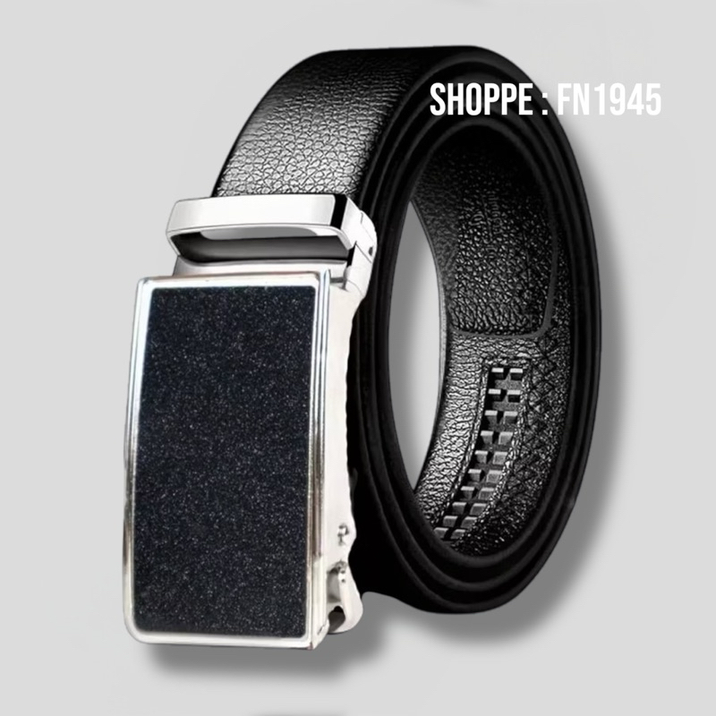 Ikat pinggang formal pria | ikat pinggang hitam silver karet