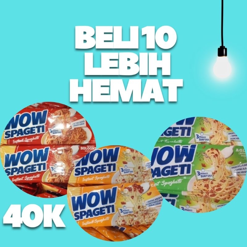 

WOW SPAGHETI AGLIO OLIO/CARBINARA/BOLOGNASE 10 PCS LEBIH HEMAT