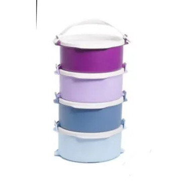 new fun click to go round 550ml set (4) rantang susun bulat tutup putih tupperware