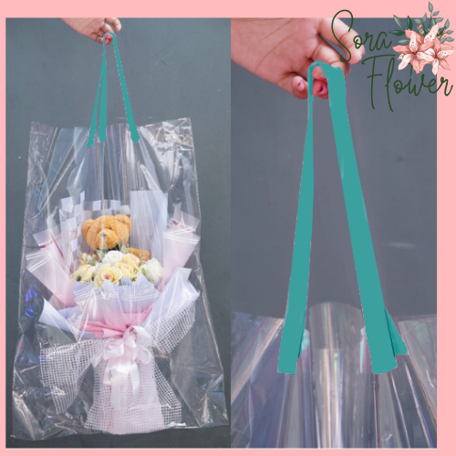 

Tas Plastik Buket Transparant Plastik Bucket Handle Pita U04