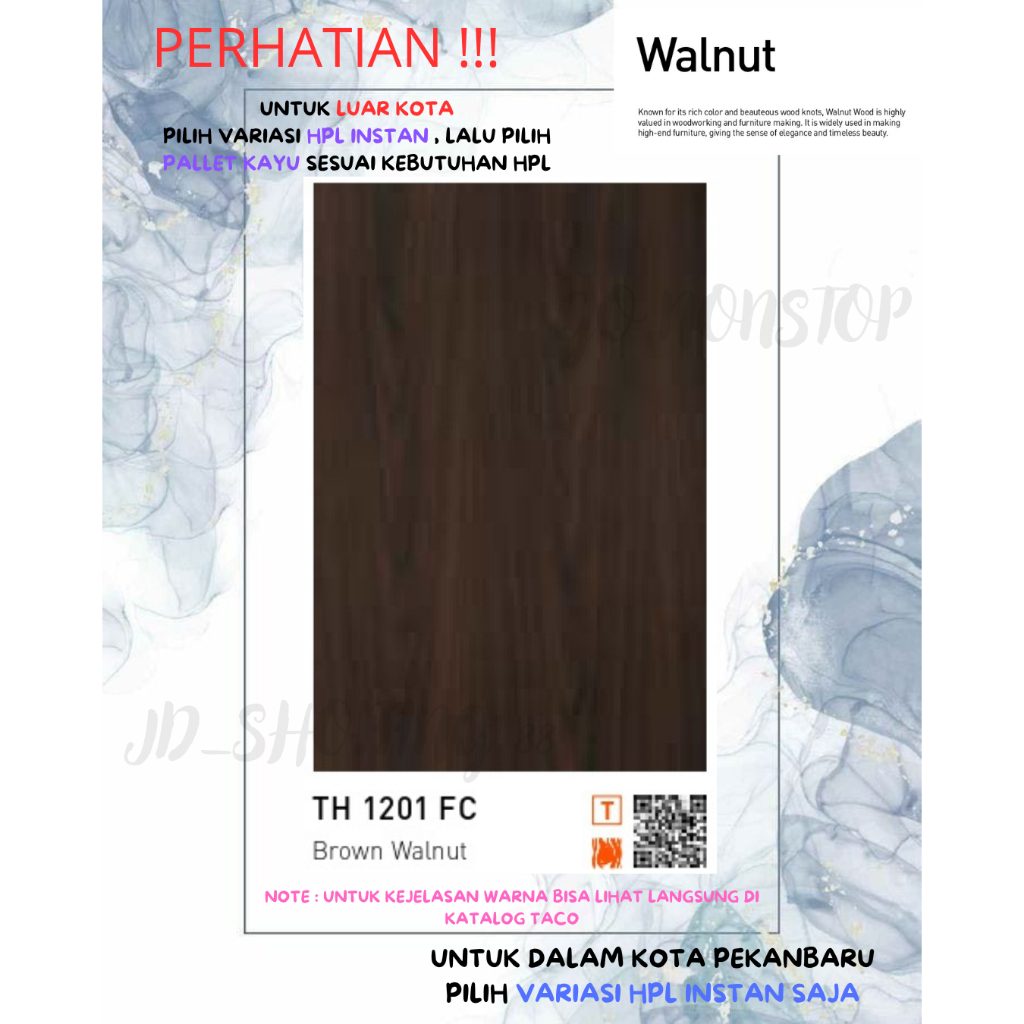 (LUAR KOTA WAJIB PALLET KAYU) HPL TACO WOODGRAIN TH 1201 FC