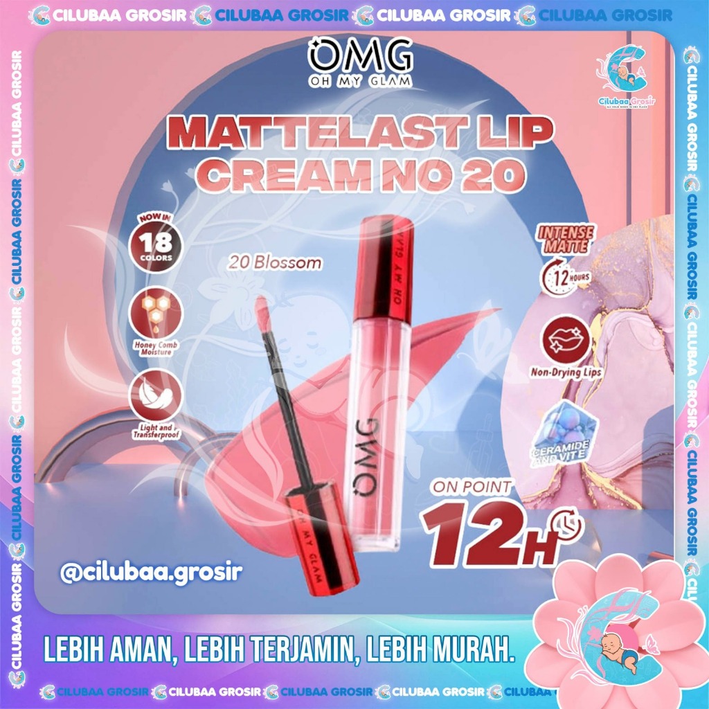 OMG OH MY GLAM Mattelast Lip Cream 20 Blossom || Lipstik Lipcream || Matte Dengan Warna Intense || T