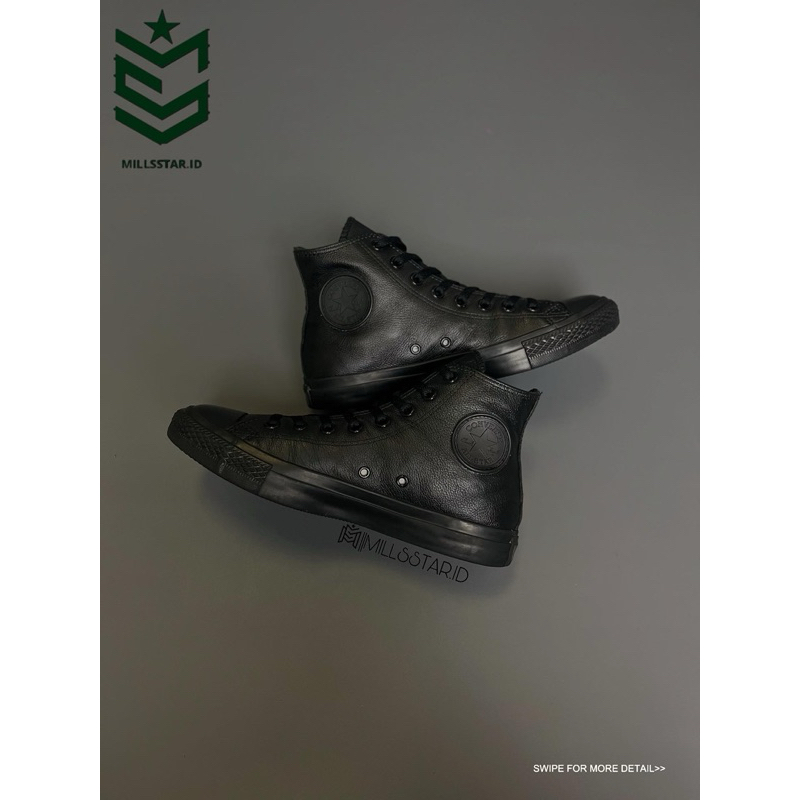 SEPATU CONVERSE CTAS HI LEATHER FULL BLACK