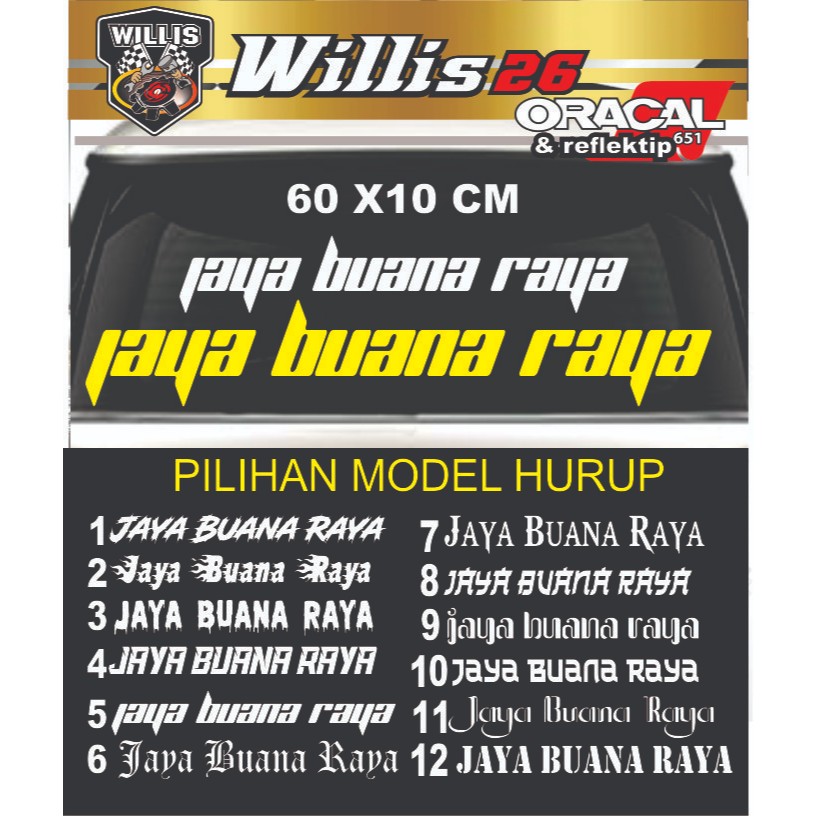 Sticker custom nama Cutting Stiker Kaca mobil depan belakang Termurah