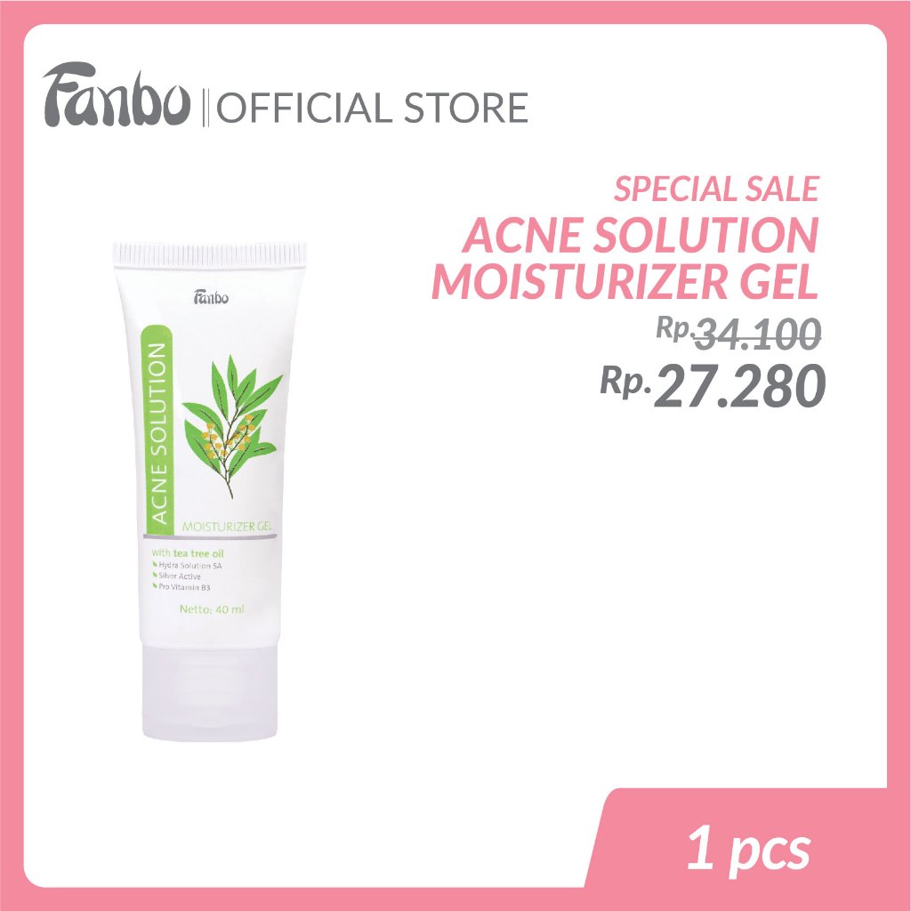 Fanbo Acne Solution Moisturizer - Gel 40ml - Melembabkan dan Menyamarkan bekas jerawat/noda hitam - 