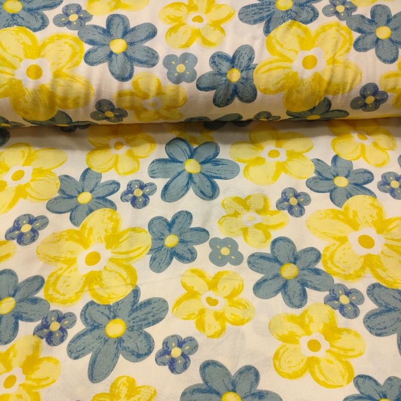 BAHAN RAYON|RAYON VISCOSE|KAIN KATUN RAYON|BAKAL KEMEJA|KATUN RAYON MOTIF BUNGA KUNING PREMIUM GARME