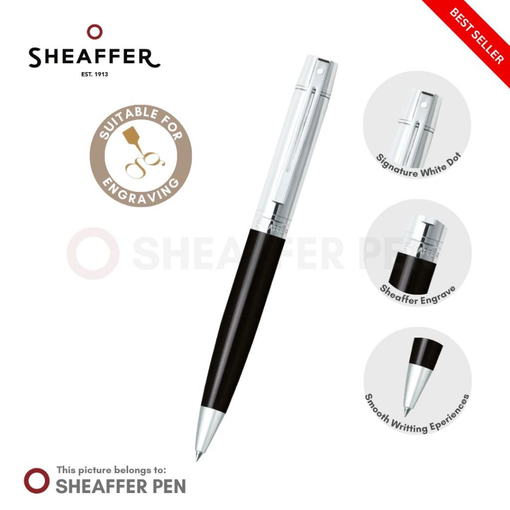 

Sheaffer® 300 Glossy Black Barrel and Bright Chrome Cap Ballpoint Pen