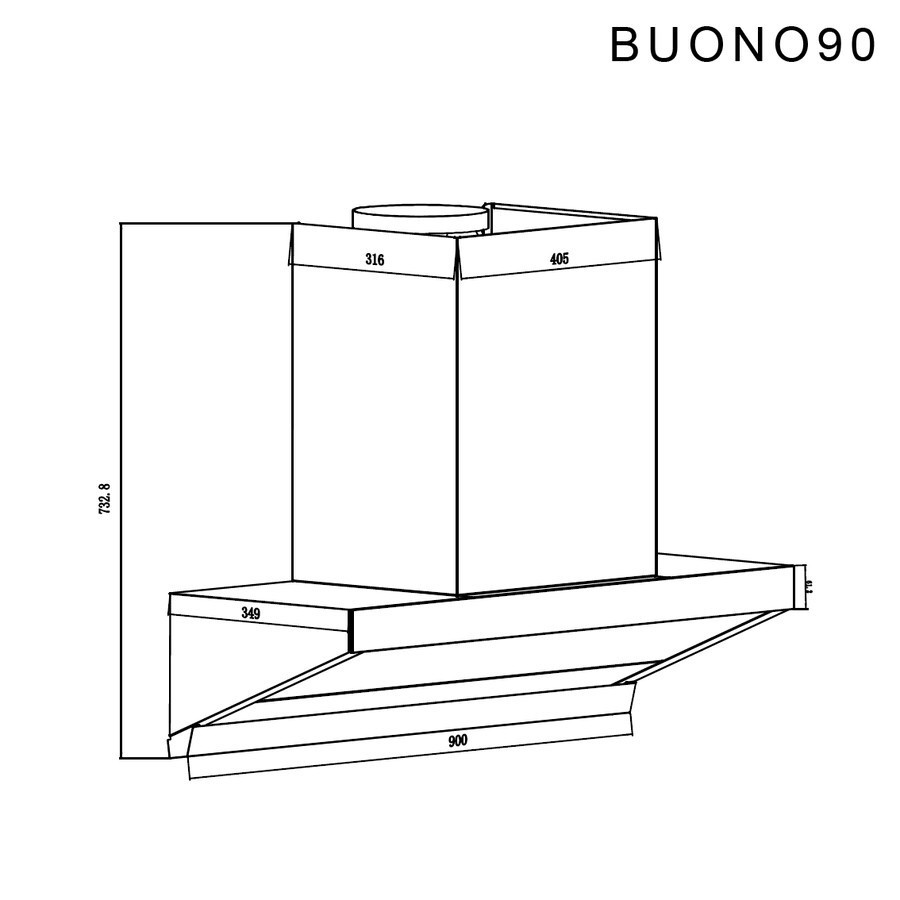Tecnogas BUONO90 Chimney Hood BUONO90 90CM