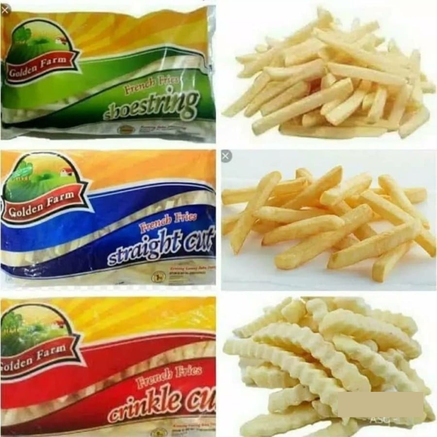 

Golden Farm Kentang Goreng Straight Cut french fries Shoestring Crinkle Cut French Fries golden farm french fries