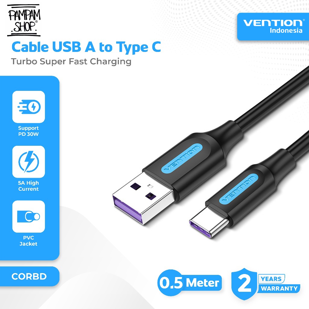 VENTION CORBD Kabel Data USB 2.0 to Type C Fast Charging 5A Fast Charging Support SPC Qualcomm QC 50