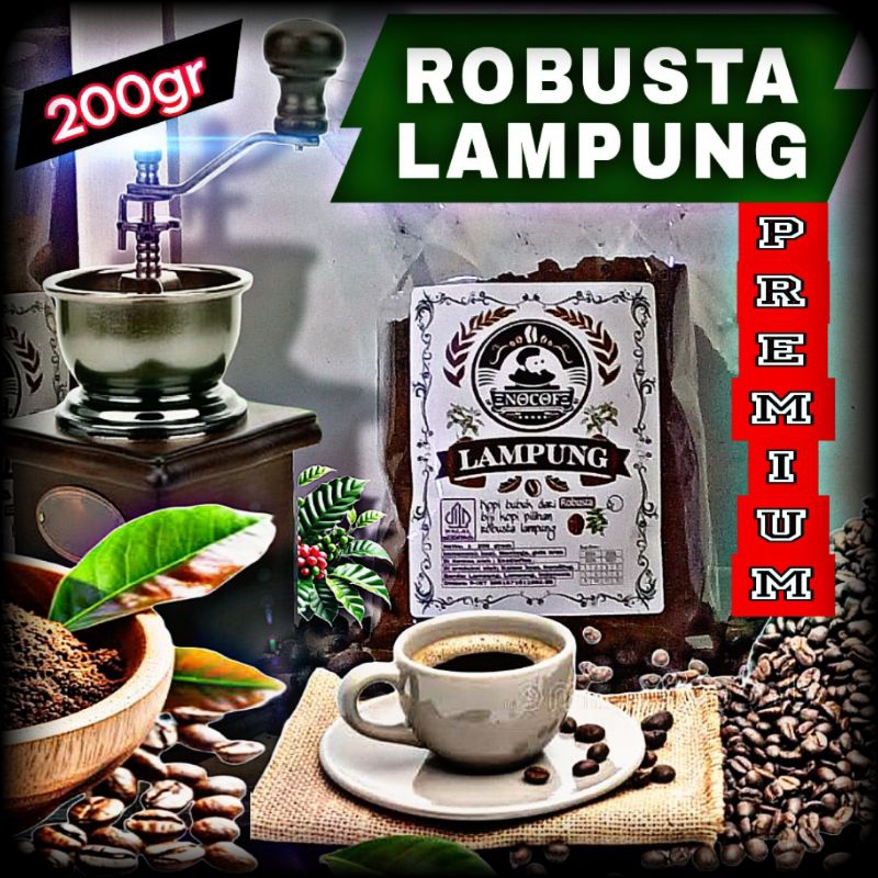 

Kopi Bubuk hitam Robusta premium 200gr (EnoCoffee)