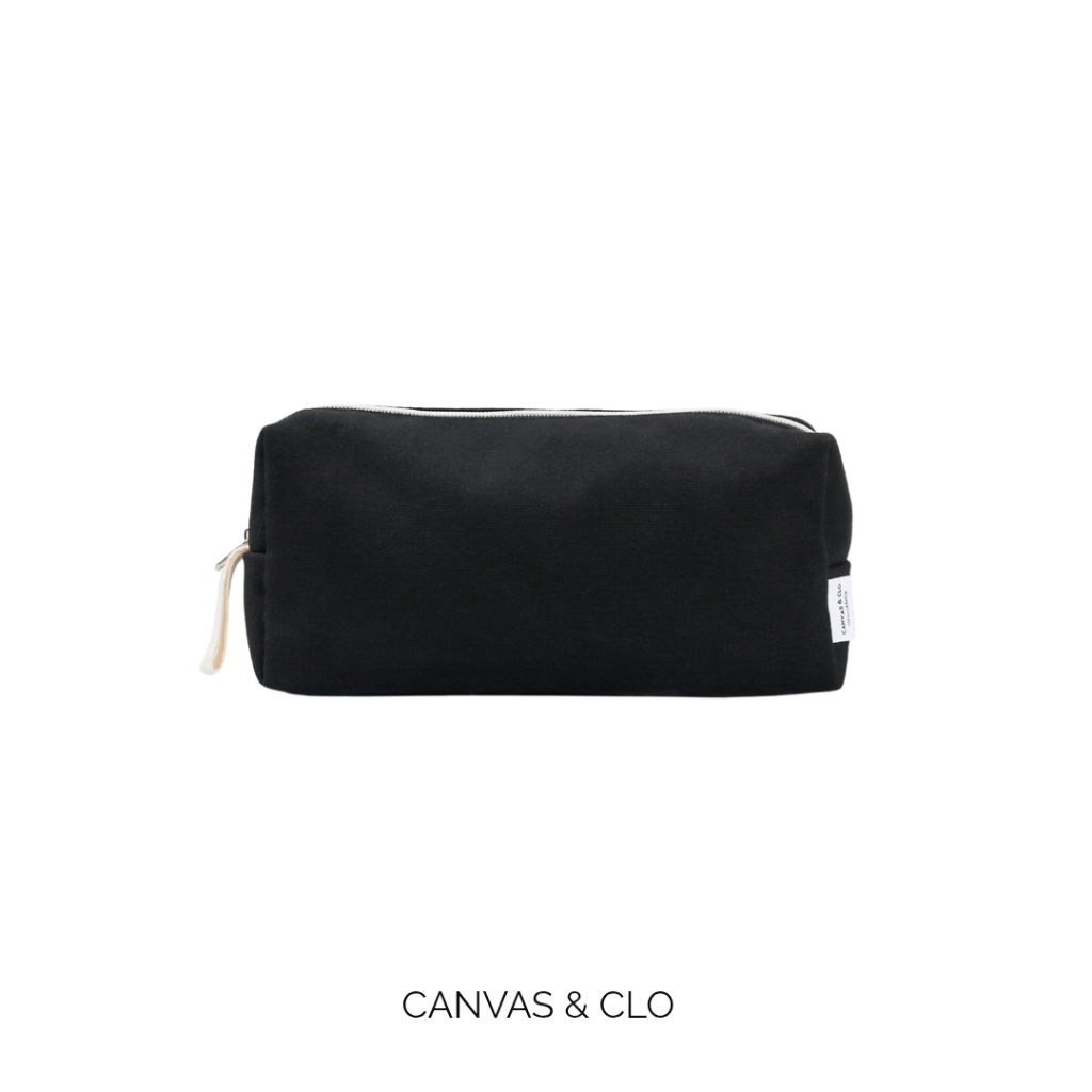 Canvas.clo Pouch Hitam Makeup Bag Makeup Pouch Resleting