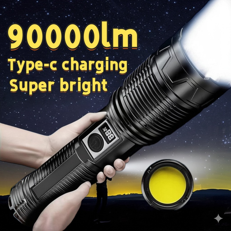 Besar Flashlight Senter Led Super Terang Senter Super Terang Zoom Teleskopik 3000Mah 1800 Lumen