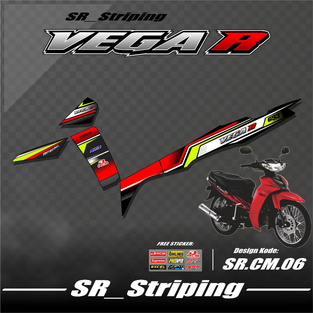 Striping Sticker Vega R New Variasi ( KEREN ) Stiker Vega R New / Variasi Yamaha Vega R New - Bonus 