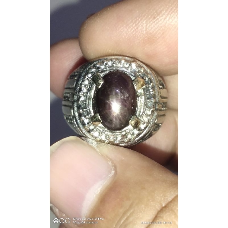 natural ruby star afrika 12 ray,batu masih ada serat