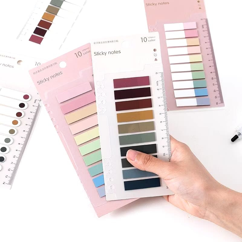 

10Pad MORANDI TRANSPARANT Paper Vintage Colored Memo Pad Self Adhesive PET Sticky Pad