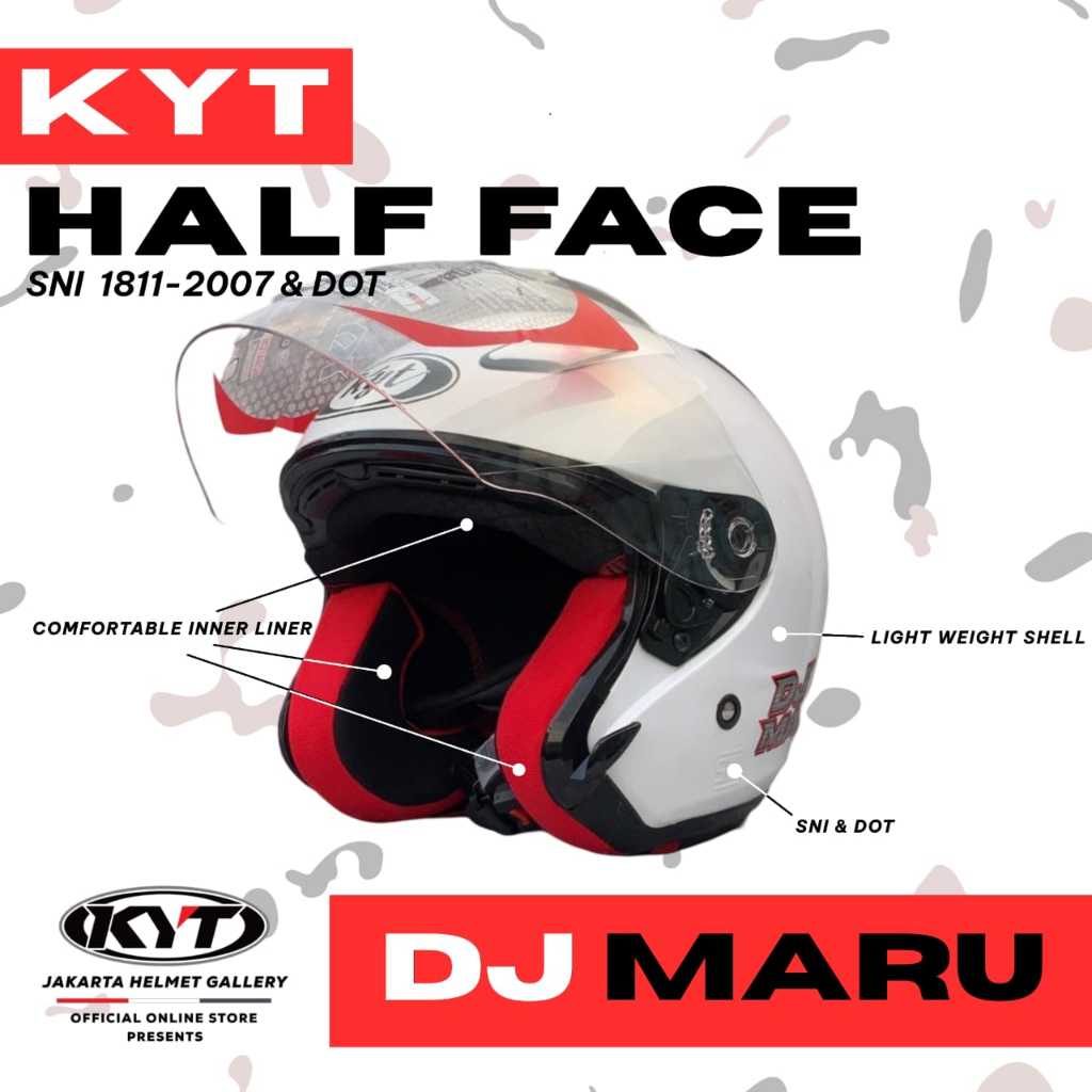 KYT DJ MARU SOLID / Kyt Dj Maru Helm Half Face SNI & DOT